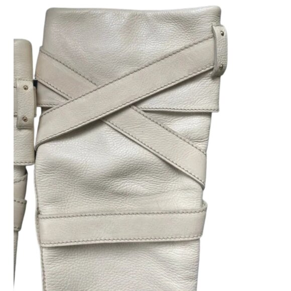 Chloé Boots Rare Wrap Strap Buckle Cream Leather Knee-High – size 39 - Picture 11 of 13